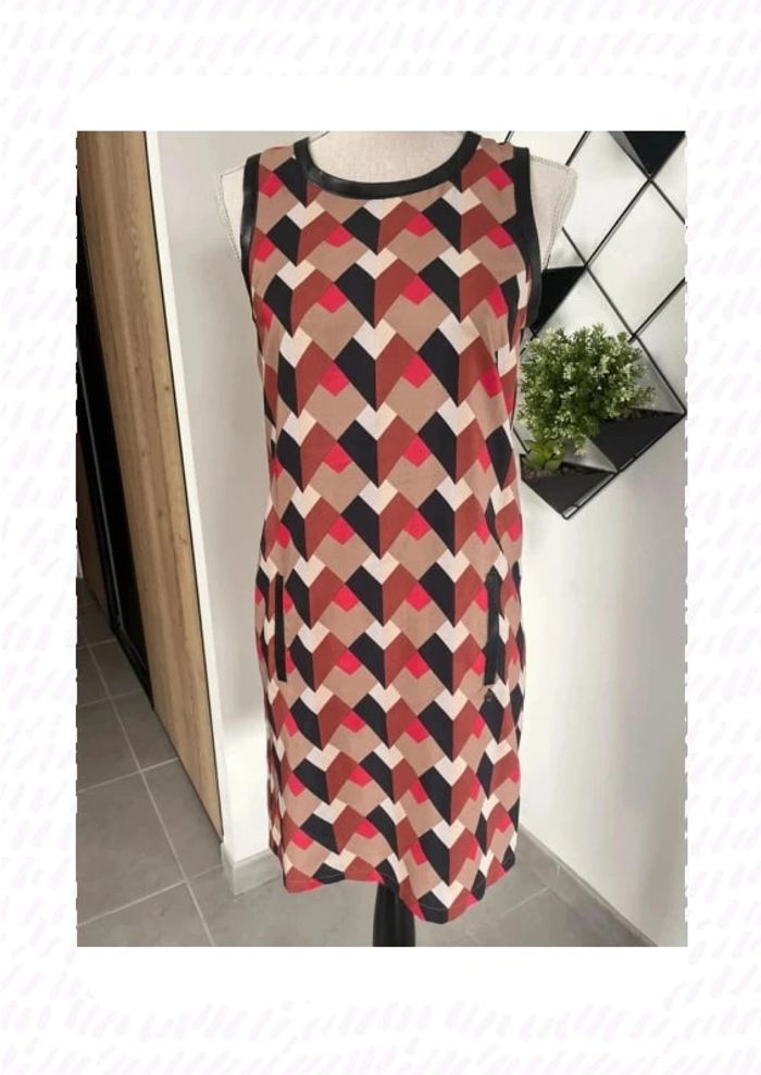 Robe fluide chipie taille 34 à motif géométrique - photo numéro 6
