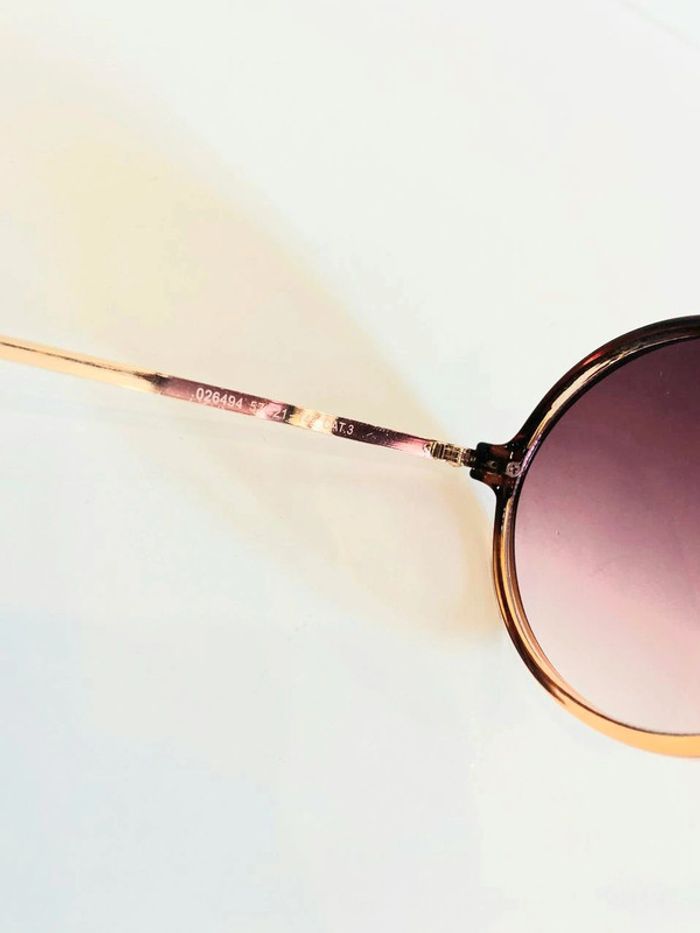 Lunette de soleil femme ronde marron dégradés bras dorés UV protection catégorie 3 - photo numéro 5
