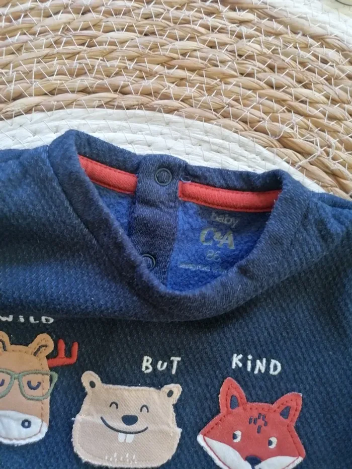 Sweat bleu marine à motifs - C&A - Taille 86 - photo numéro 2