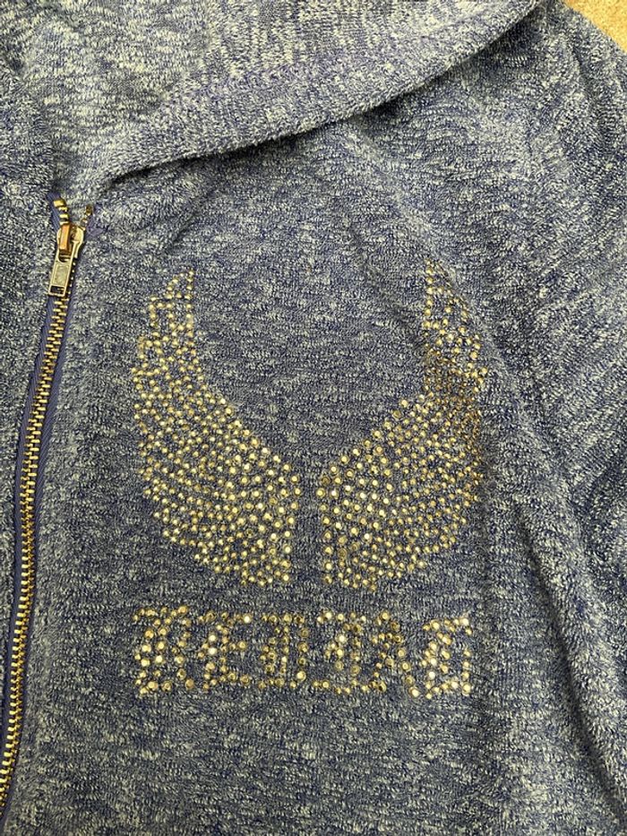 Gilet bleu chiné à capuche ailes argentées TS (n°44) - photo numéro 2