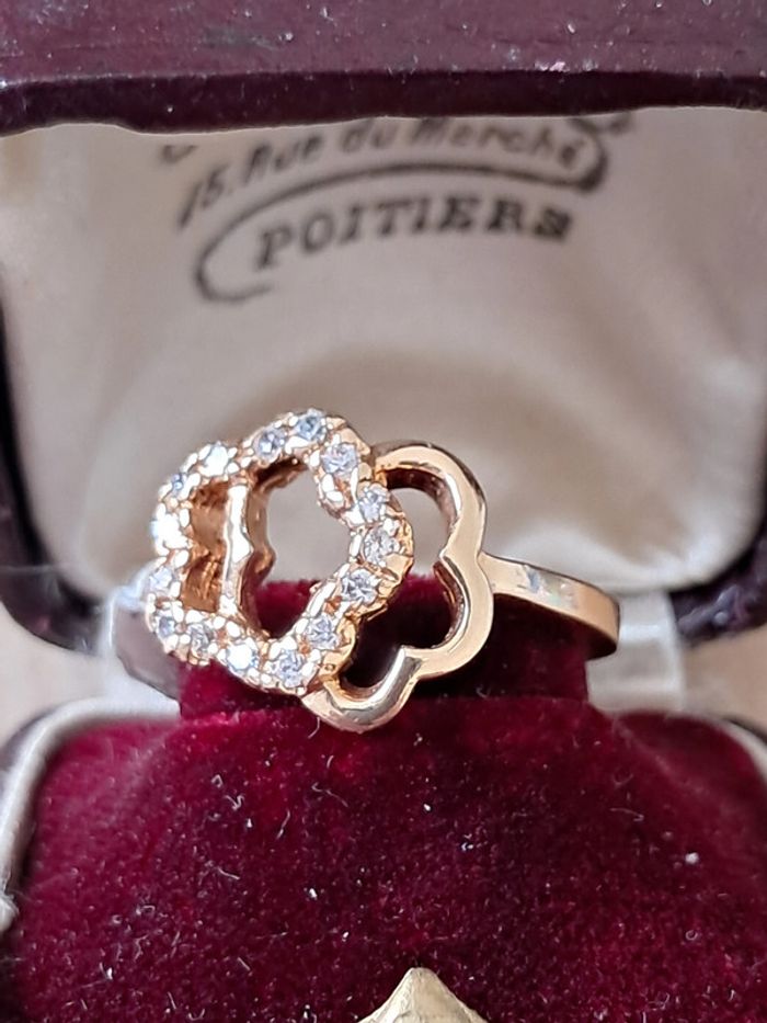 Bague plaquée or double fleur