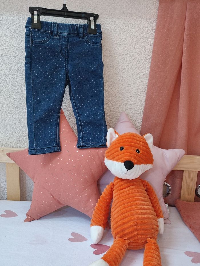 Pantalon en jean - A pois - 12 mois - Proche du neuf - Pat et Ripaton - photo numéro 2