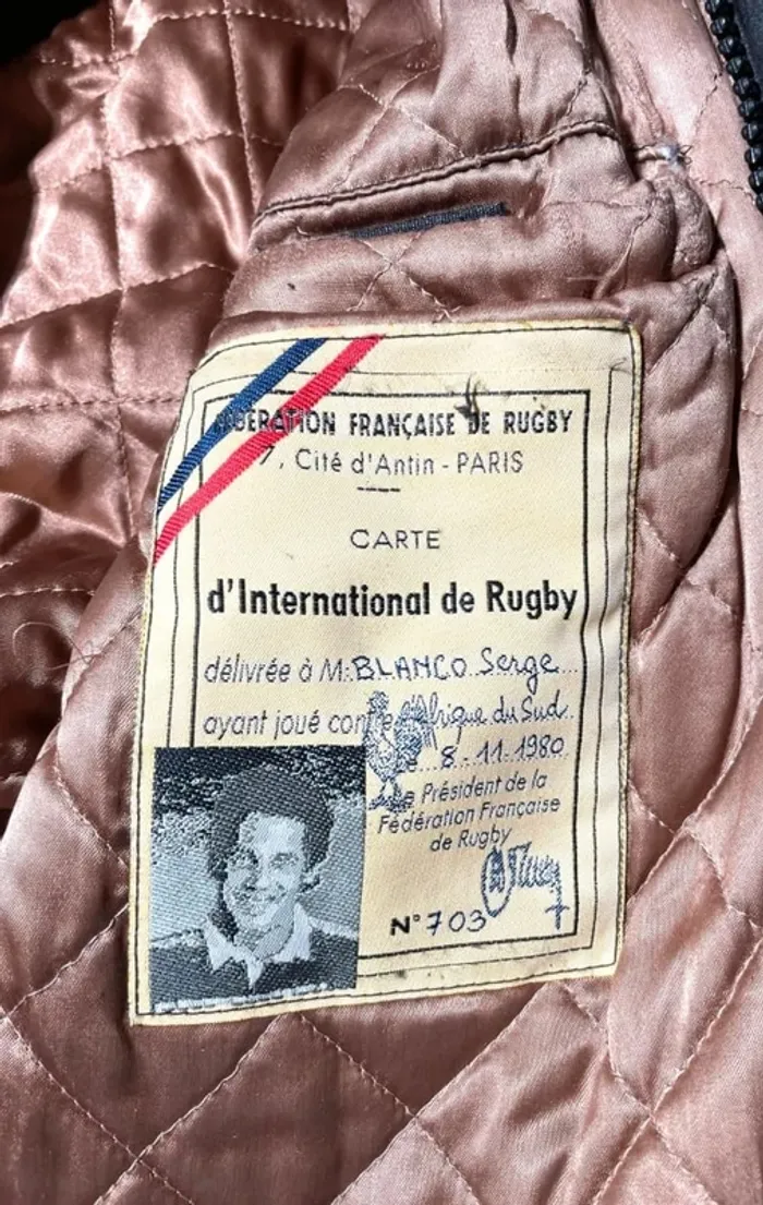 Serge Blanco rugby black jacket rare vintage Mens L made in France 🇫🇷 - photo numéro 3