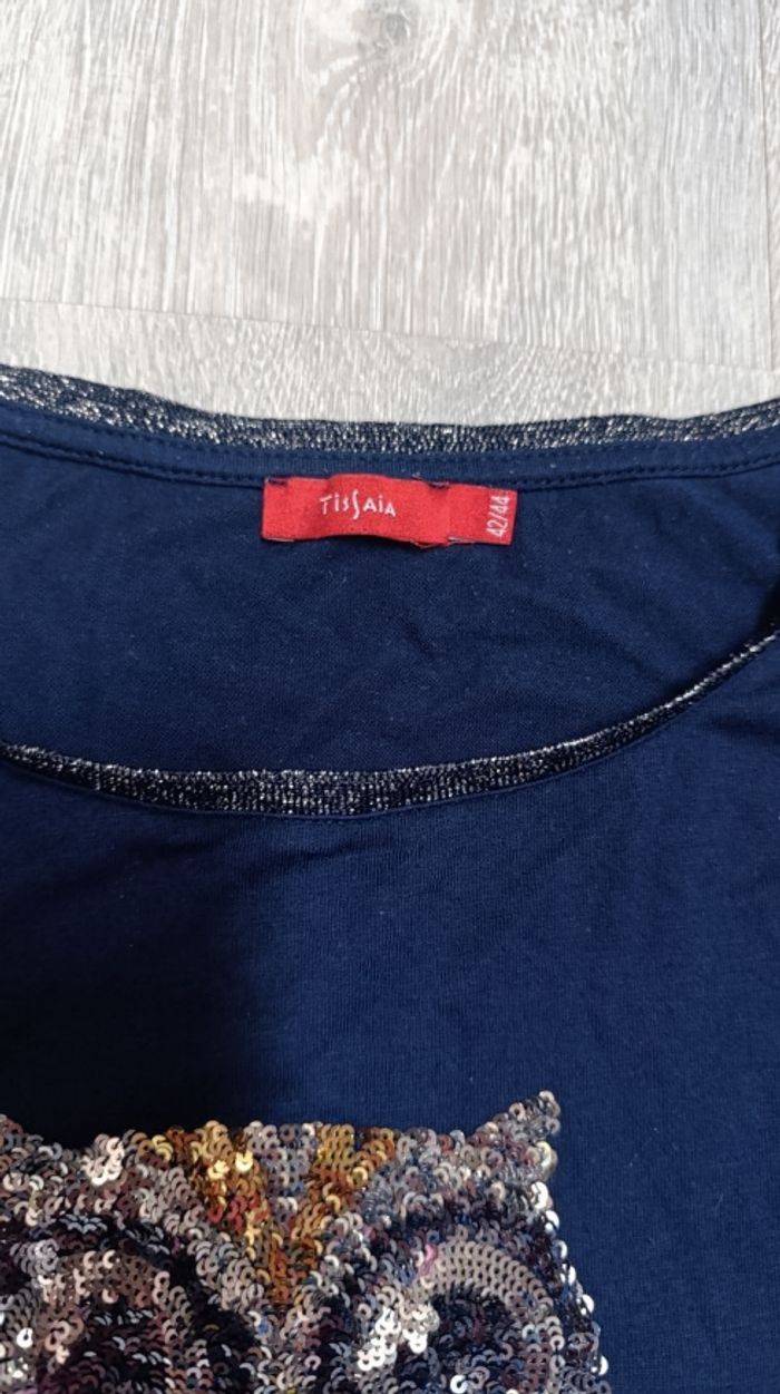 T shirt femme bleu marine hibou Taille 42 - photo numéro 4