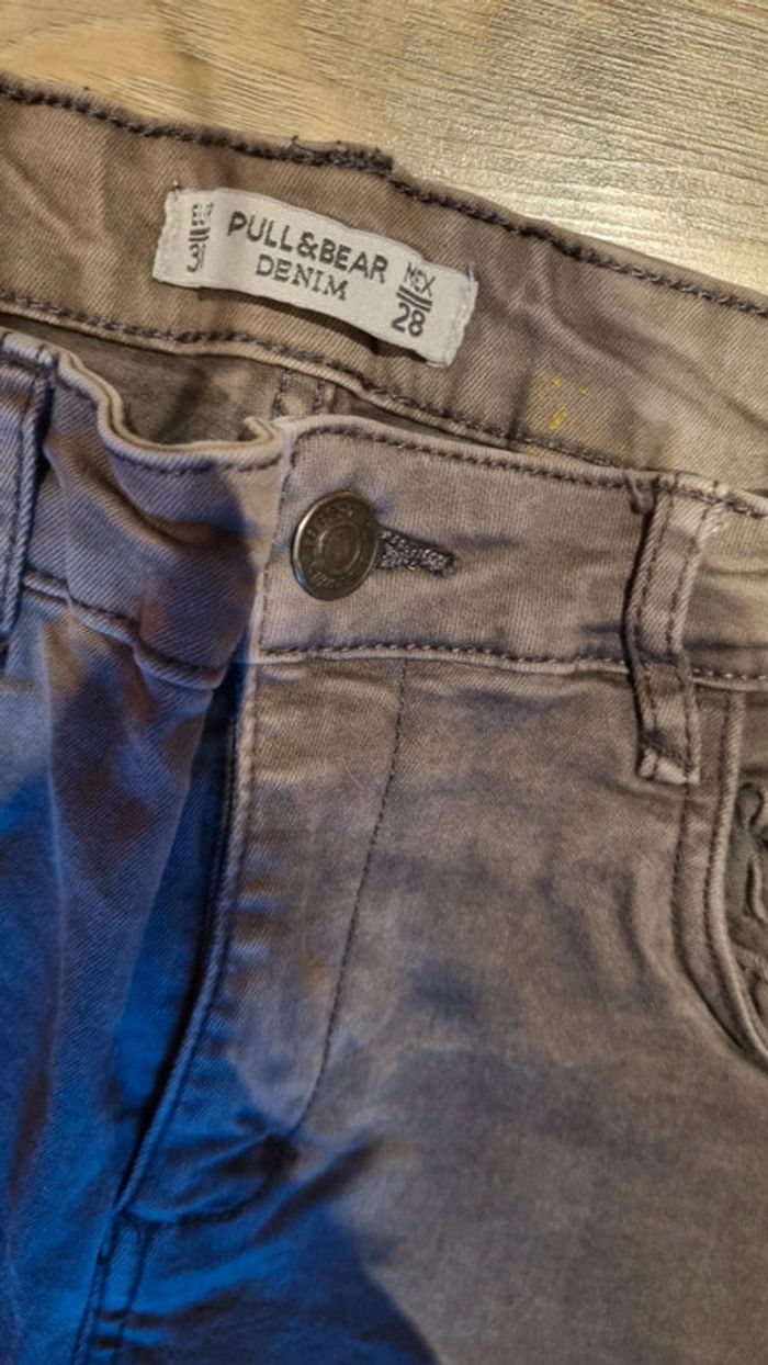 Jean pull & Bear 36 / 38 slim skinny marron - gris - photo numéro 4