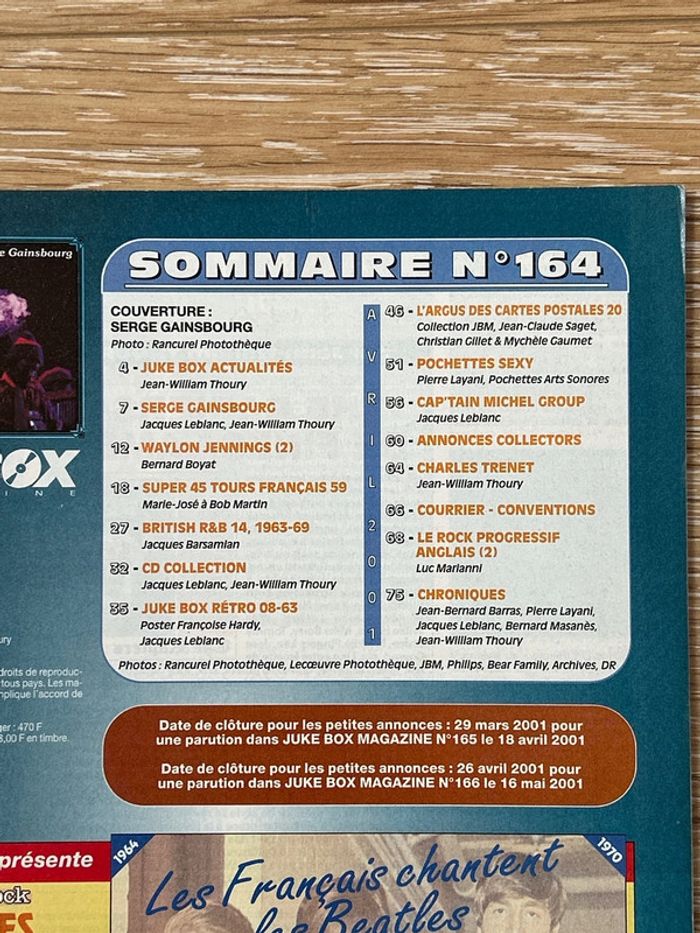 Revue musique jukebox magazine - 164 - avril 2001 - photo numéro 2