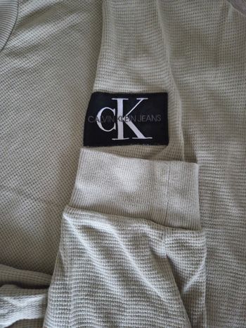 T-shirt manches longues Calvin Klein Jeans - Gaufré - Kaki clair

