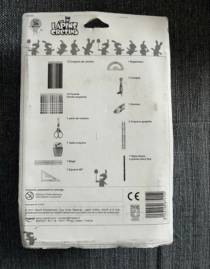 Trousse crayons maped lapin cretin - photo numéro 2