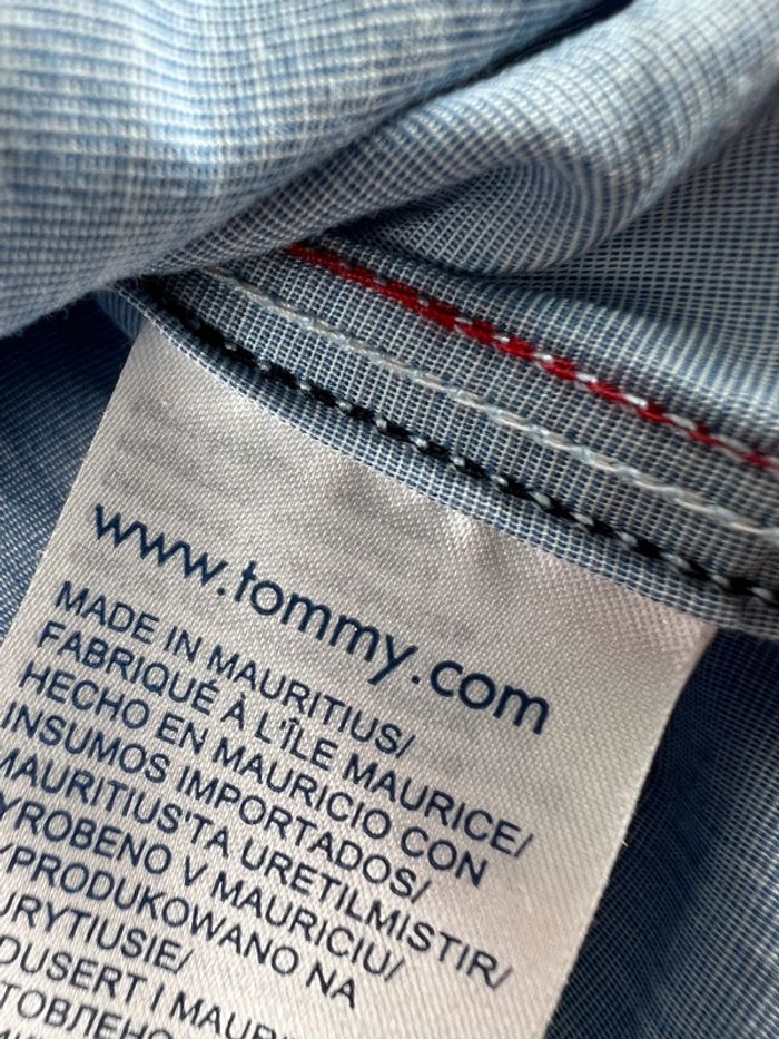 Chemise bleu clair Tommy Hilfiger 100% coton Regular Fit logo brodé Taille S - photo numéro 13