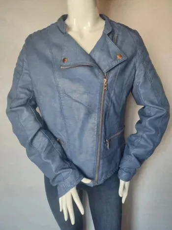 Veste simili cuir bleu