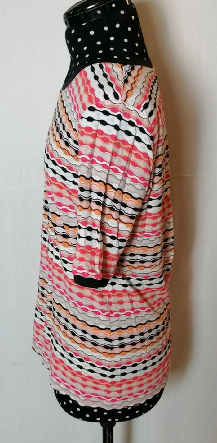 Top / tee-shirt fluide rayures strech orange blanc rose noir taille 38 Betty Barclay - photo numéro 6