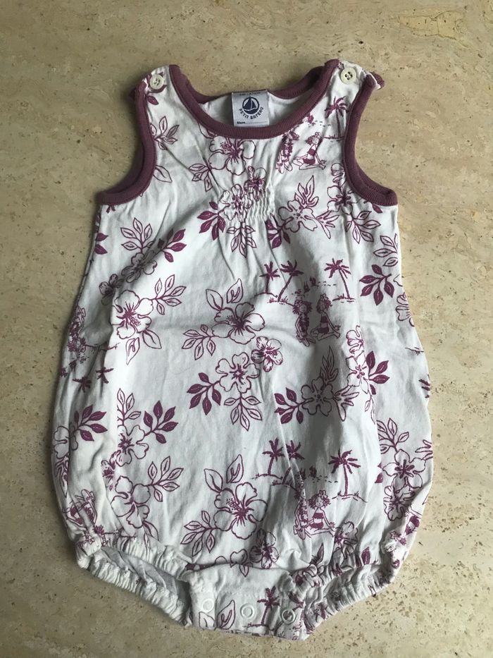 BARBOTEUSE "PETIT BATEAU" BLANCHE & MAUVE - TAILLE : 6 MOIS