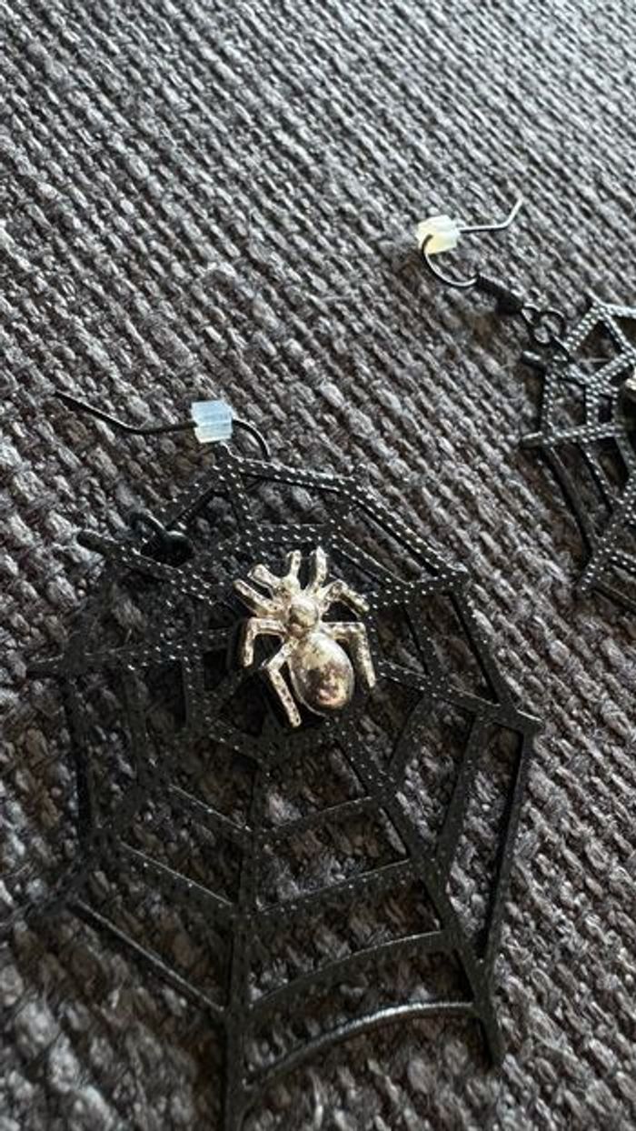 Boucles d’oreilles toiles d’araignées Halloween - photo numéro 3