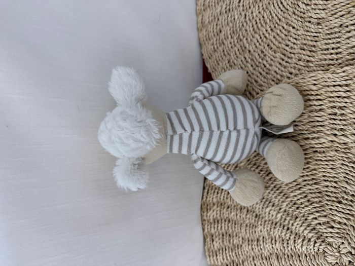 Doudou mouton beige blanc rayé FILANTEX - photo numéro 3
