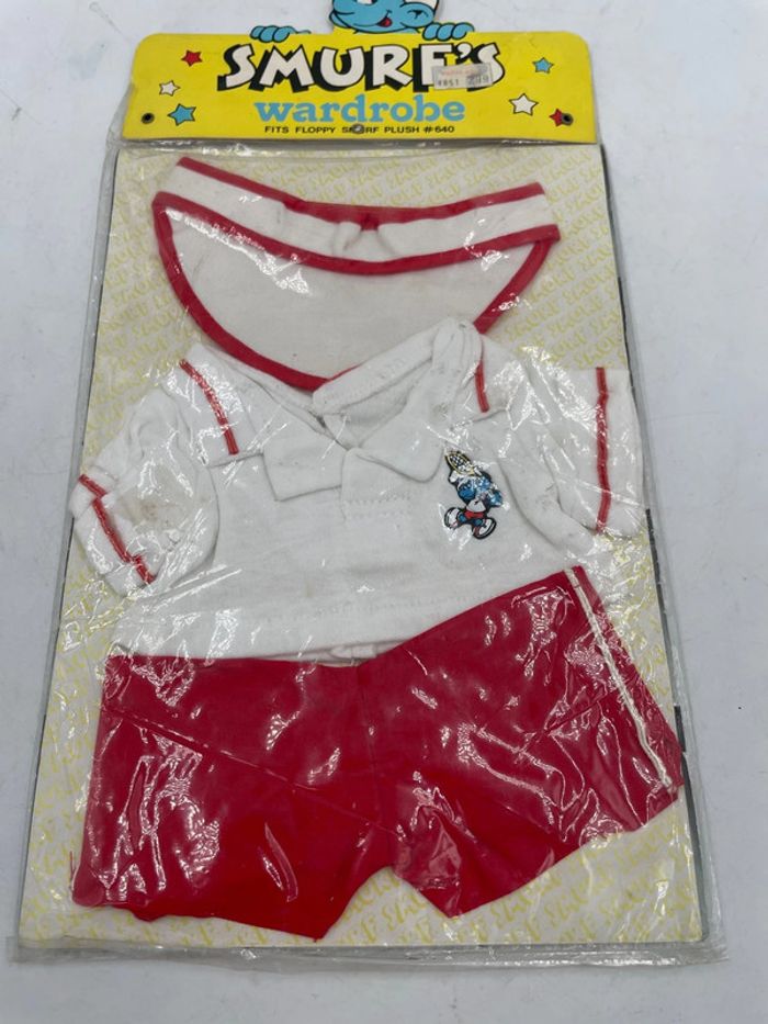 Tenue sport tennis pour schtroumpf Floppy N•640 pour peluche de 1983 Peyo - photo numéro 3