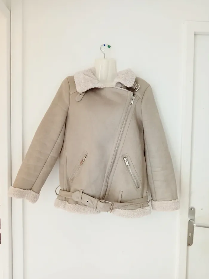 Manteau perfecto oversize en daim femme