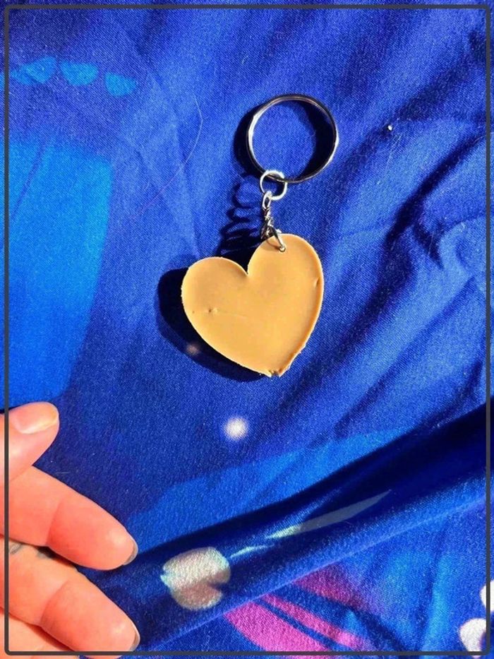 Porte clef cœur crème - photo numéro 2