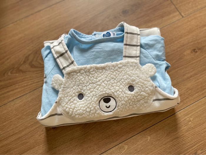 Salopette chaude Combinaison molletonné+ t-shirt manche longue doux mouton hiver - photo numéro 2