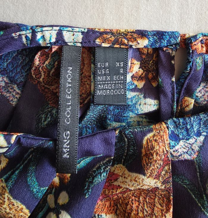 Mango MNG Collection Robe Courte Violette Bleue Imprimé Floral sans Manches Taille 34 XS - photo numéro 7