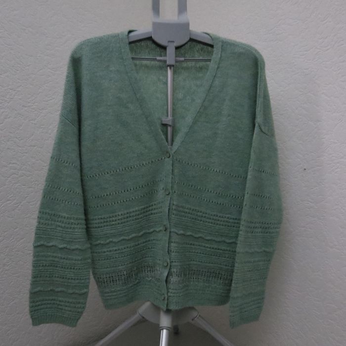 💚 Cardigan vert sauge KIABI – Taille L – Maille ajourée – Parfait état ! 💚