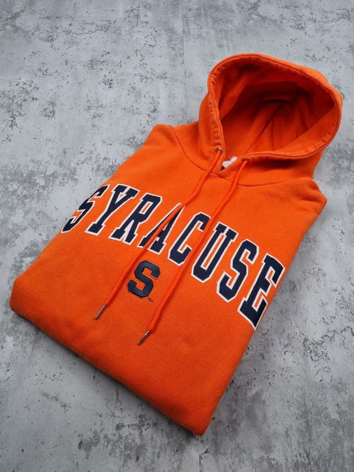Pull à capuche universitaire orange – L Hommes (taille très grand)