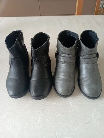 Lot 2 paires de bottines grise et noire taille 34 marques diverses 7€