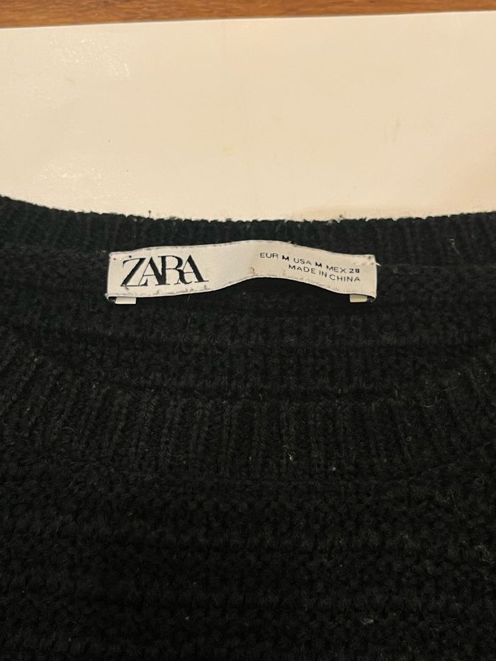 Pull en maille tricoté noir chunky noeuds bows puffy sleeves colorés zara taille M - photo numéro 2