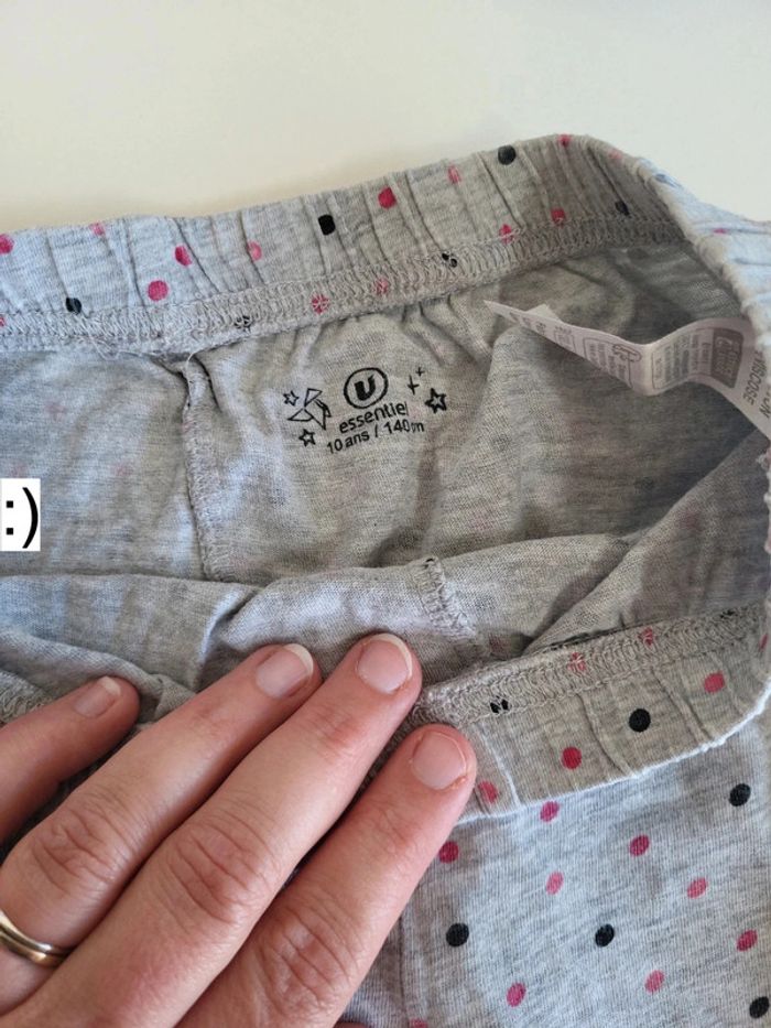 Pyjama long gris à pois 10 ans - photo numéro 4