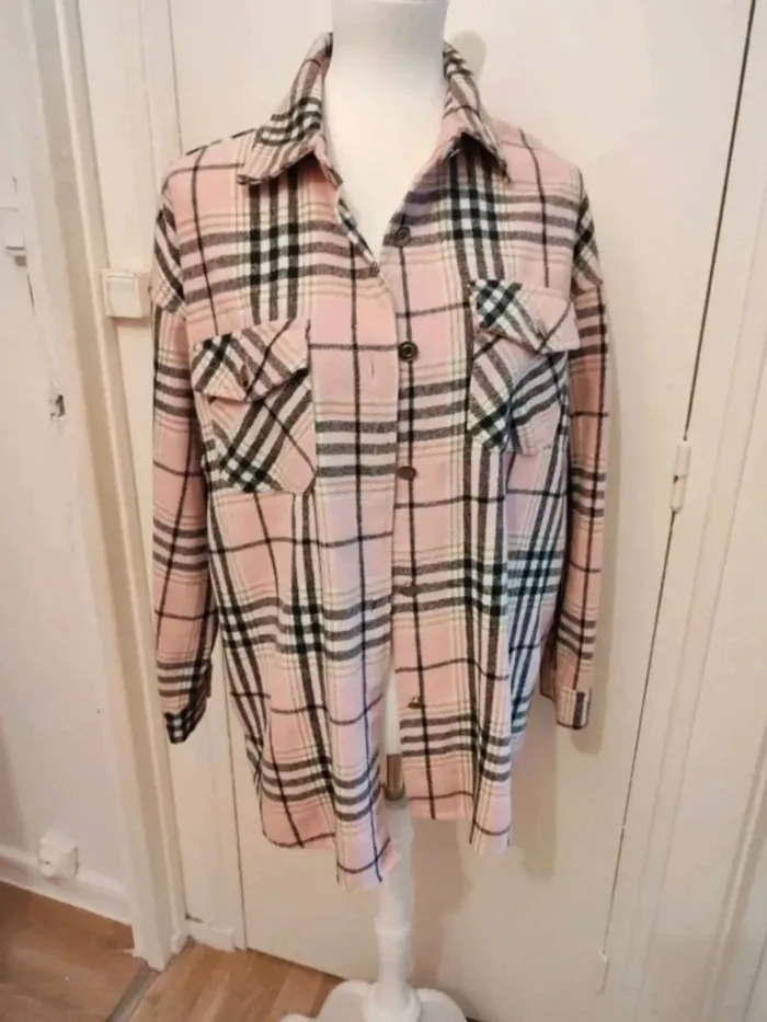Surchemise taille L/XL carreaux rose