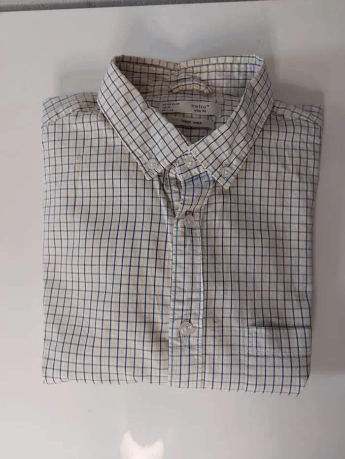 Chemise à carreaux blanche "Celio" - photo numéro 3