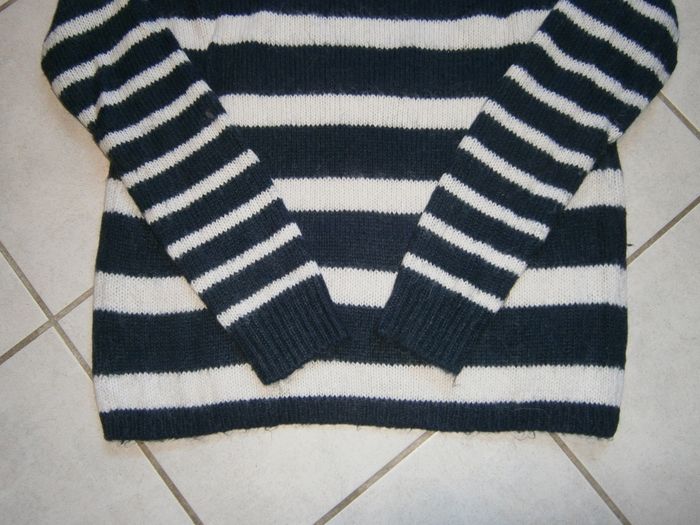 Pull ML marine rayé blanc PROMOD Taille 42 - photo numéro 8