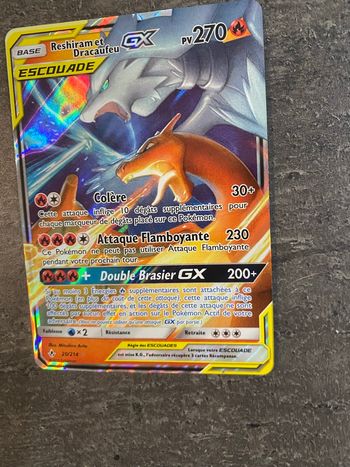Carte Pokémon Escouade Reshiram Dracaufeu GX20/214 