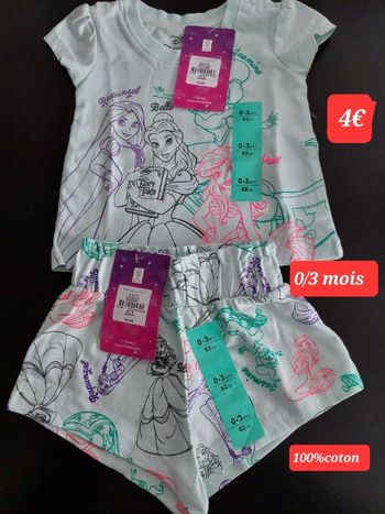 Short et haut fille 0/3 mois