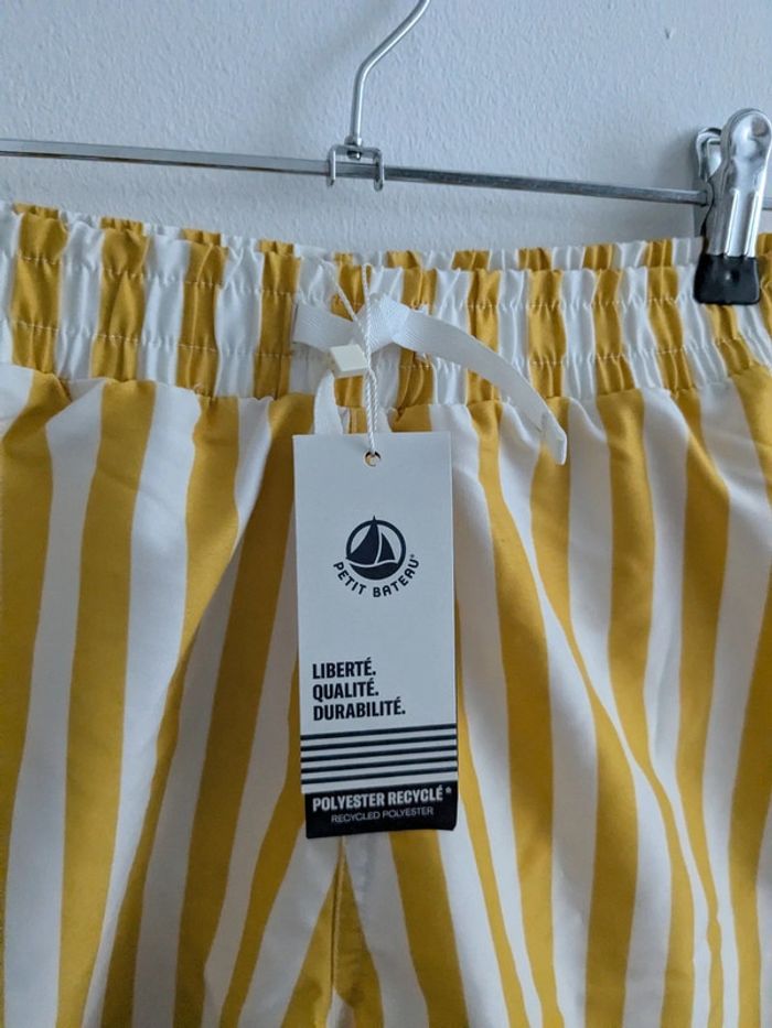 Short de bain rayé jaune et blanc 12 ans - photo numéro 3
