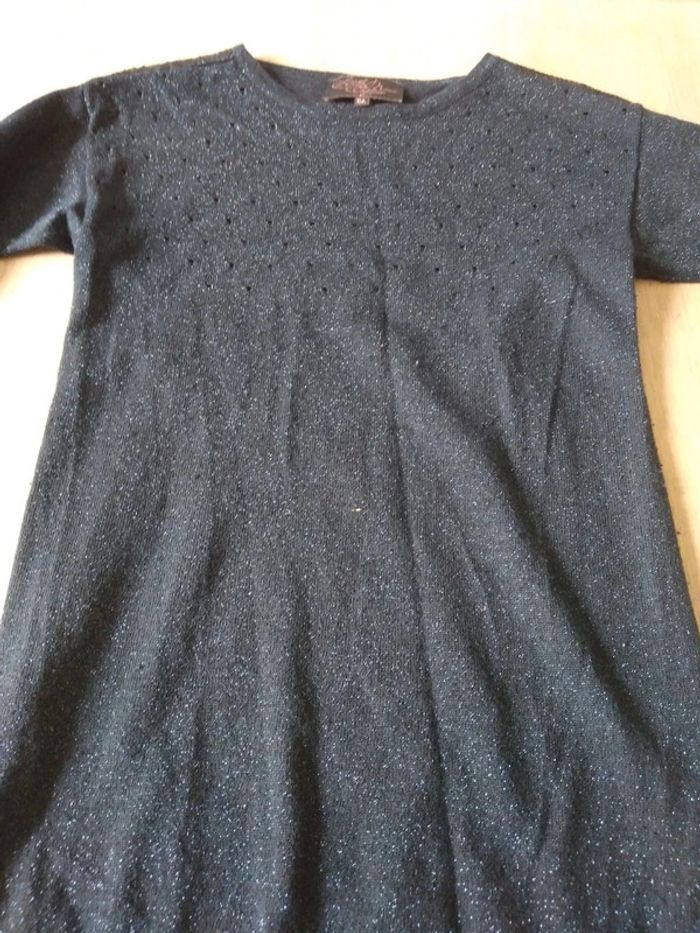 Robe pull bleu marine brillante 6 ans - photo numéro 2