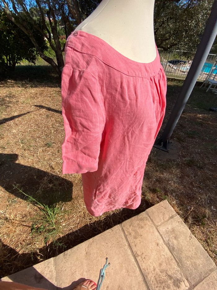 Belle robe en lin, rose avec poche, taille un - photo numéro 3