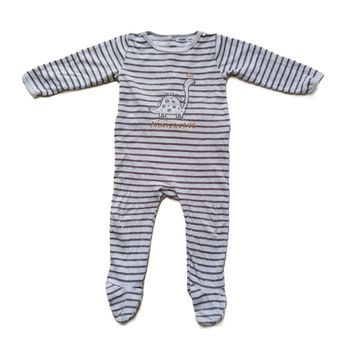Pyjama blanc et gris à dinosaure. Dors bien. Grenouillère. Gémo. Taille 24 mois
