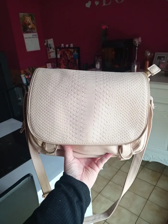 Sac a main bandoulière rose pâle - photo numéro 3