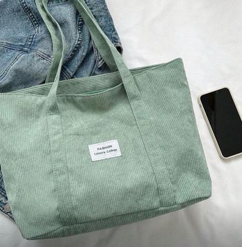 Sac vert velours côtelé 