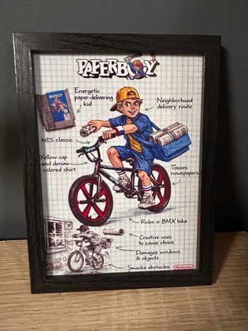 Paperboy – Nintendo NES | Cadre bois noir 13×18 | Rétro Gaming