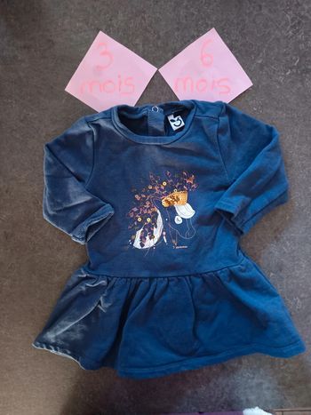 Robe bleue licorne 3/6 mois