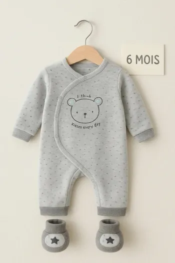 Pyjama une pièce sans pieds + chaussons 6 mois