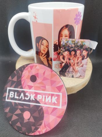 Coffret Blackpink – Mug, dessous de tasse et porte-clé K-pop 💖🖤