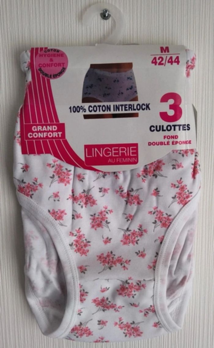 Lot de 3 culottes fleuries coton taille M/L