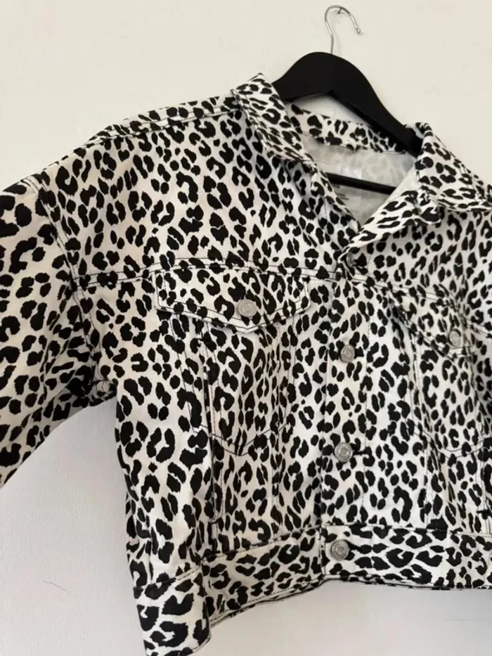 Veste Jean H&M Imprimé Léopard Taille XXS - photo numéro 3