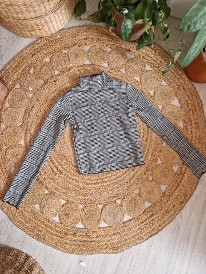 Sous pull fin motif pied de poule Bershka 🪐Taille XS🪐