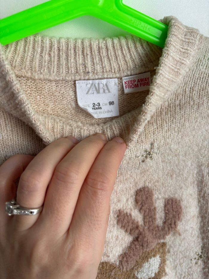 Pull chaud beige imprimé renne 2/3 ans fille Zara - photo numéro 5