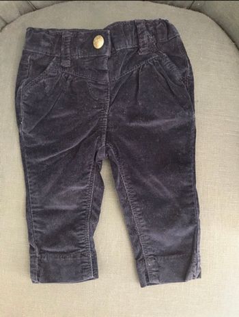Pantalon velours bleu marine tape à l’œil