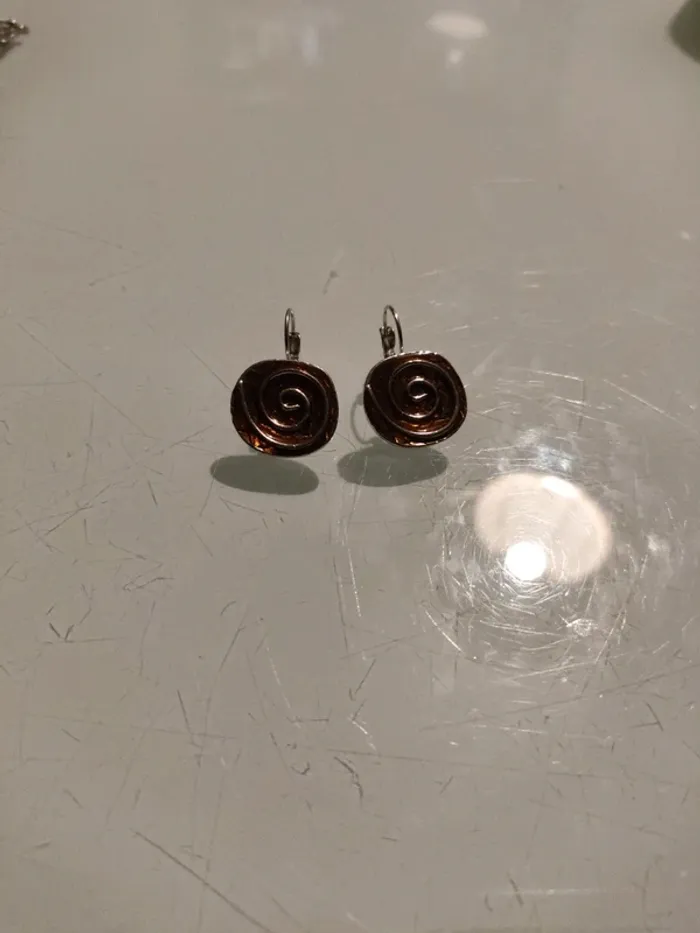 Boucles d’oreilles spirales marron - photo numéro 3