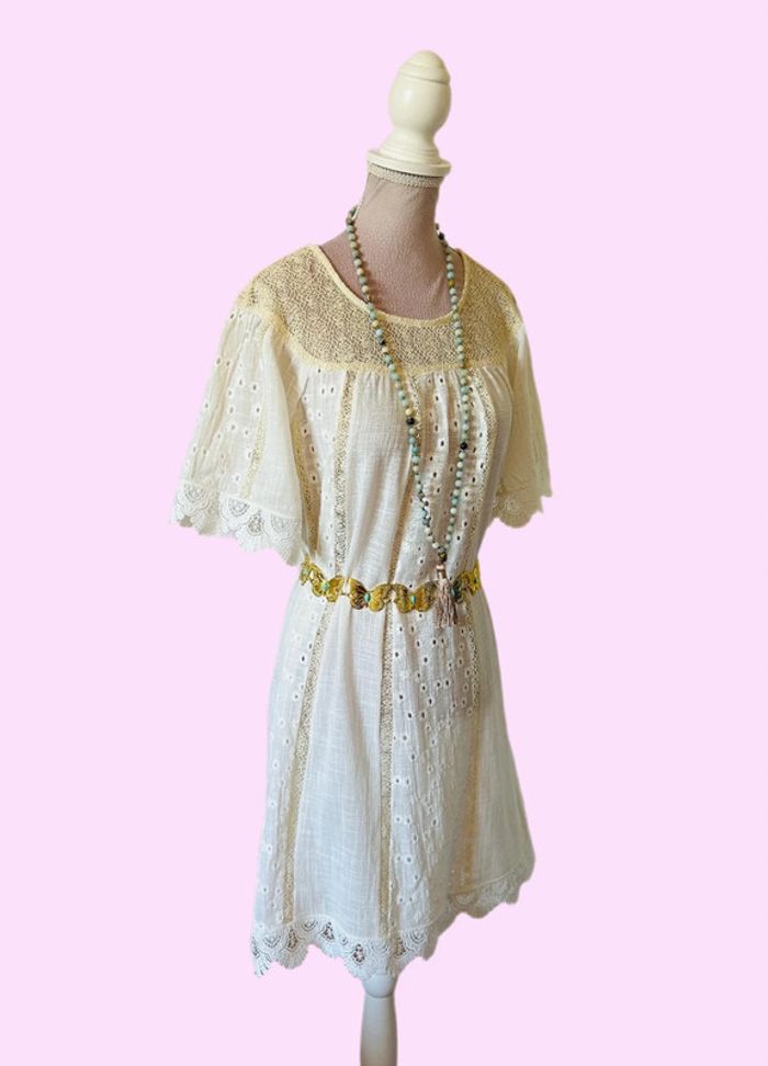 🌸🧚Robe en lin champêtre Bohochic Fairy Cottagecore Whimsical embroidered linen dress🧚🌸 - photo numéro 5